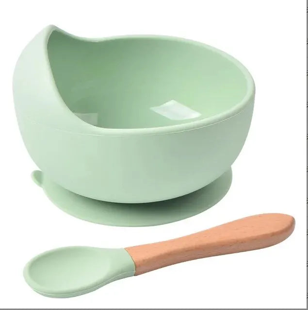Spill-Proof Silicone Baby Bowl with Spoon