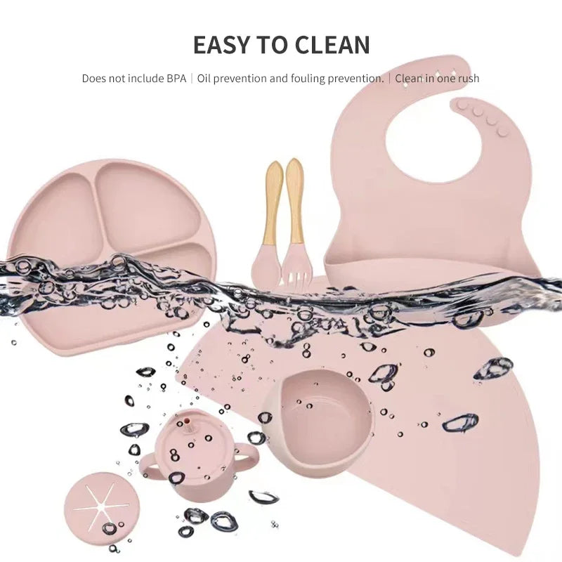6pcs Silicone Baby Meal Training Set
