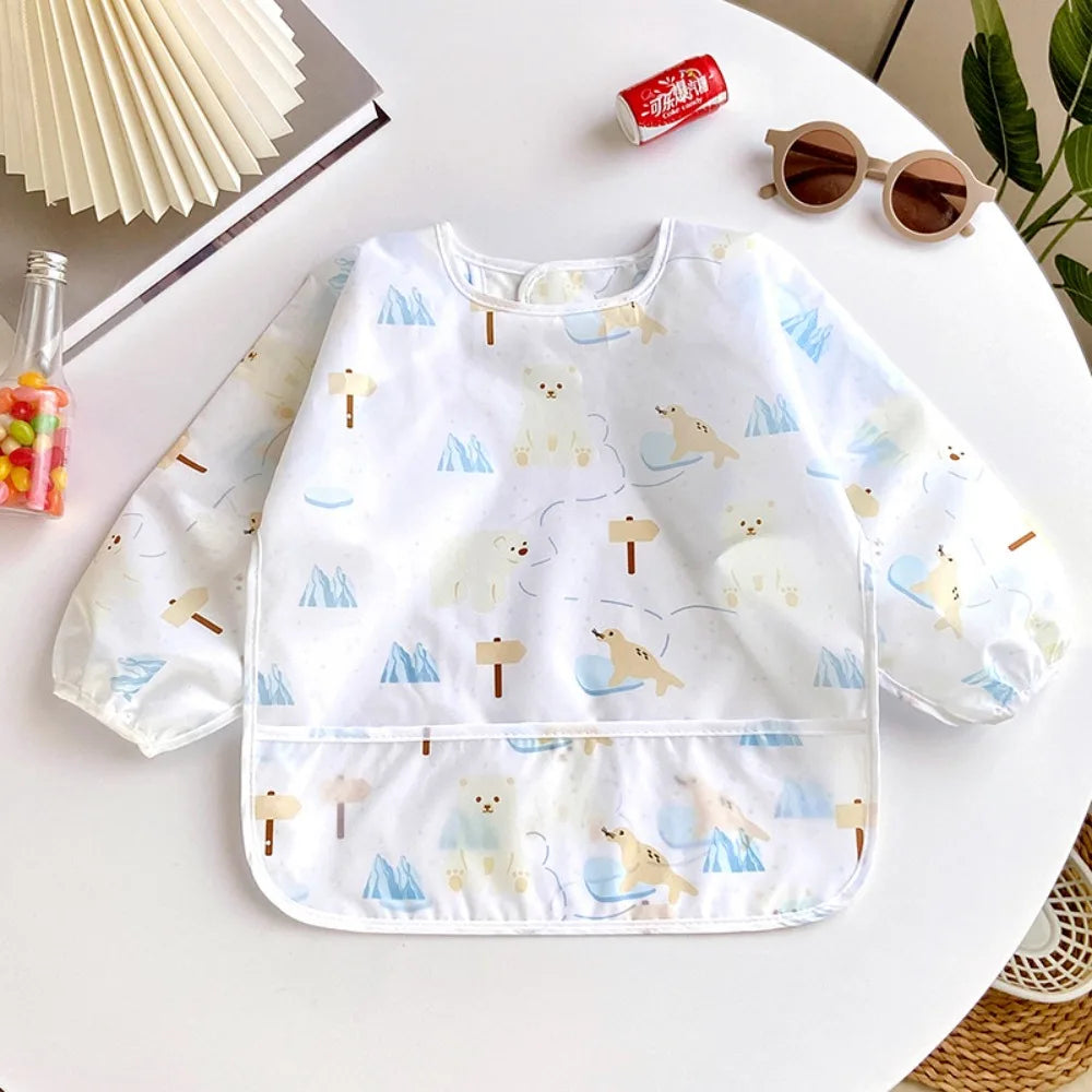 Waterproof Long Sleeve Baby Bib | Full Coverage