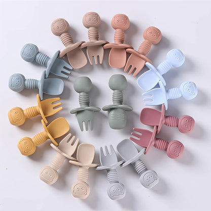 Silicone Baby Spoon & Fork Se