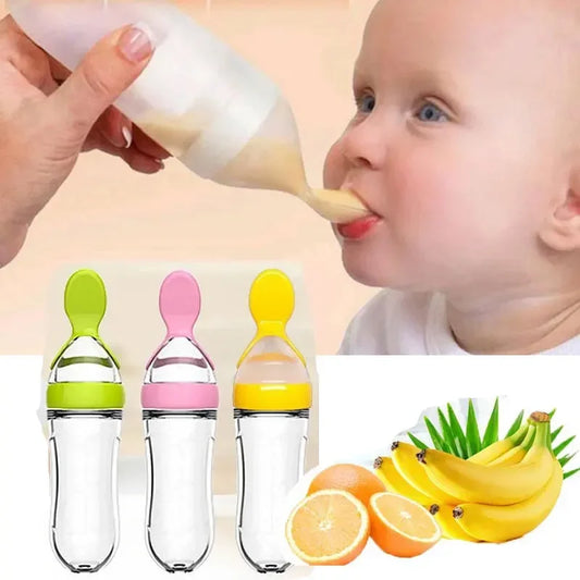 Silicone Baby Feeding Bottle with Spoon