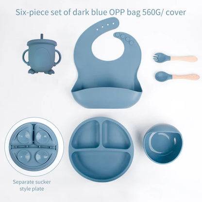 6pcs Silicone Baby Meal Training Set
