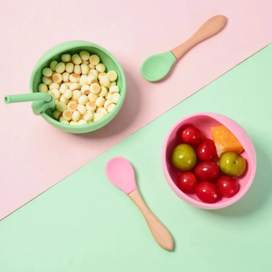 Spill-Proof Silicone Baby Bowl with Spoon