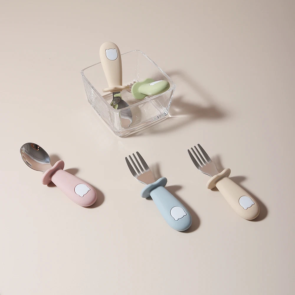 Panda Silicone Baby Spoon & Fork Set