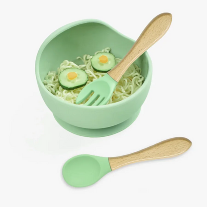 Spill-Proof Silicone Baby Bowl with Spoon