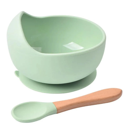 Spill-Proof Silicone Baby Bowl with Spoon