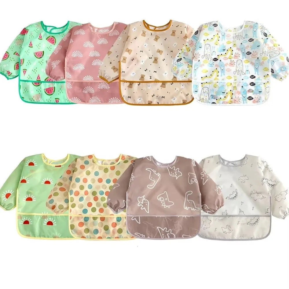 Waterproof Long Sleeve Baby Bib | Full Coverage