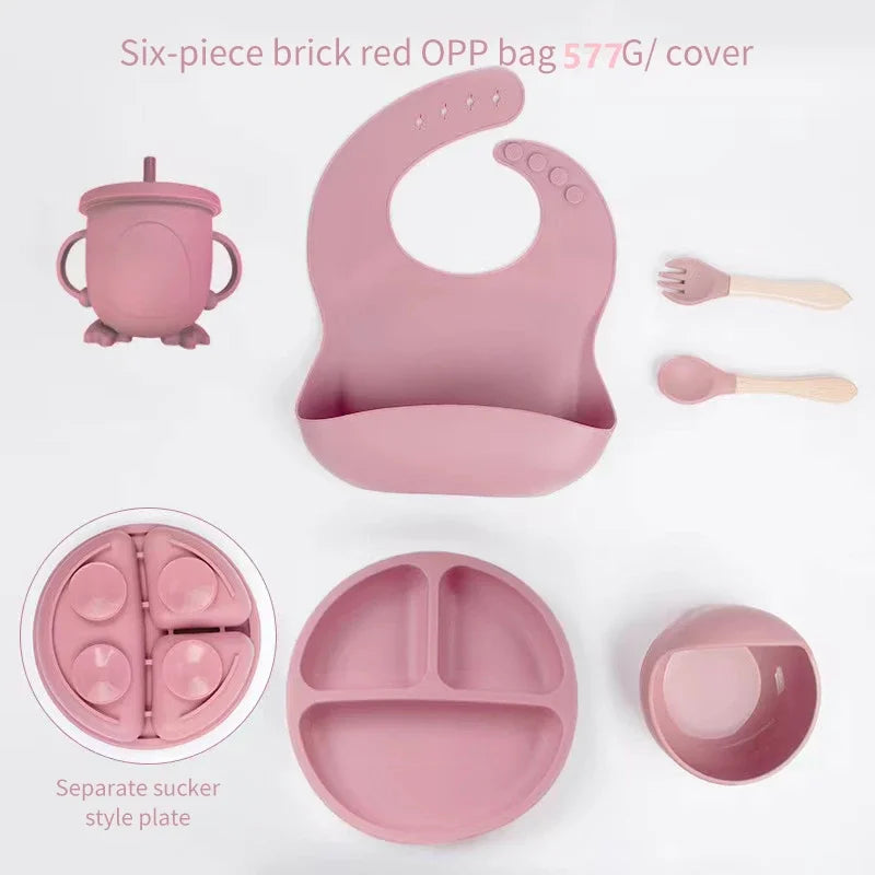 6pcs Silicone Baby Meal Training Set